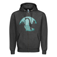 Charcoal Heather bigfoot riding loch ness monster sasquatch ufo abduction pullover hood Zipper Hoodie - linhVisuals