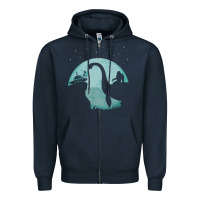 Navy bigfoot riding loch ness monster sasquatch ufo abduction pullover hood Zipper Hoodie - linhVisuals