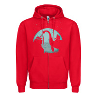 Red bigfoot riding loch ness monster sasquatch ufo abduction pullover hood Zipper Hoodie - linhVisuals