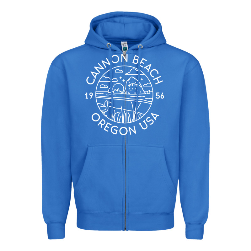 Cannon Beach 1956 Oregon Clatsop Sweatshirt Zipper Hoodie by linhVisuals | Teevron