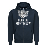 Navy beer me right meow Zipper Hoodie - linhVisuals