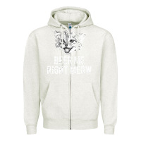Oatmeal Heather beer me right meow Zipper Hoodie - linhVisuals