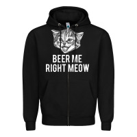 Black beer me right meow Zipper Hoodie - linhVisuals