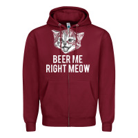 Burgundy beer me right meow Zipper Hoodie - linhVisuals