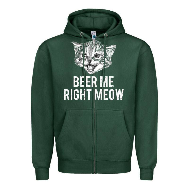 Beer Me Right Meow Zipper Hoodie by linhVisuals | Teevron