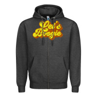 Charcoal Heather lets boogie shirt vintage dancing 1980s disco themed party t shirt Zipper Hoodie - linhVisuals