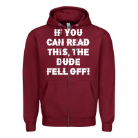 Burgundy if you can read this the dude fell off funny biker moto gift t shirt Zipper Hoodie - linhVisuals