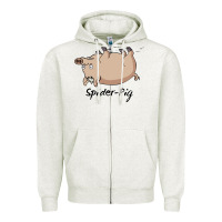 Oatmeal Heather spider pig Zipper Hoodie - linhVisuals