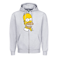 Heather Grey the simpsons homer simpson face sweatshirt Zipper Hoodie - linhVisuals