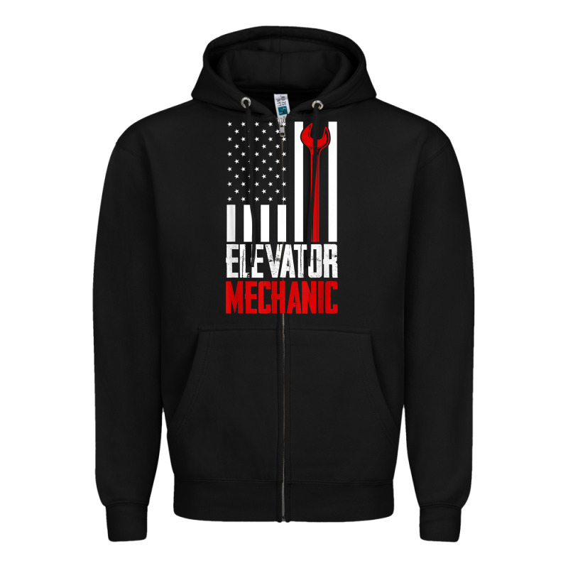 Elevator Mechanic American Flag Gift For Elevator Technician T Shirt Zipper Hoodie by linhVisuals | Teevron