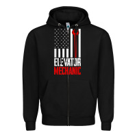 Black elevator mechanic american flag gift for elevator technician t shirt Zipper Hoodie - linhVisuals