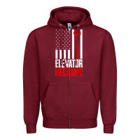 Burgundy elevator mechanic american flag gift for elevator technician t shirt Zipper Hoodie - linhVisuals