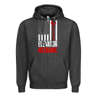 Charcoal Heather elevator mechanic american flag gift for elevator technician t shirt Zipper Hoodie - linhVisuals