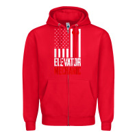 Red elevator mechanic american flag gift for elevator technician t shirt Zipper Hoodie - linhVisuals