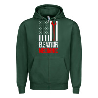 Sports Green elevator mechanic american flag gift for elevator technician t shirt Zipper Hoodie - linhVisuals