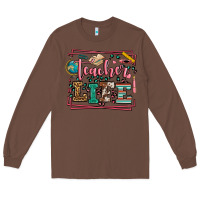 Chestnut Teacher life leopard frame Long Sleeve Tee - LillyAllenDesigns