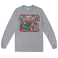 Heather Grey Teacher life leopard frame Long Sleeve Tee - LillyAllenDesigns