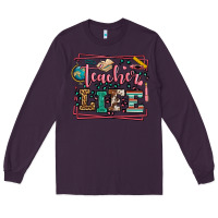 Plum Teacher life leopard frame Long Sleeve Tee - LillyAllenDesigns