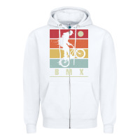 White bmx vintage bike fans kids gift boys bmx pullover hoodie Zipper Hoodie - linhVisuals
