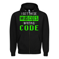 Black funny programmer writing code muscles meme for computer geek Zipper Hoodie - linhVisuals