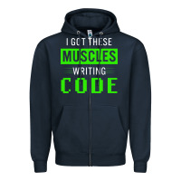 Navy funny programmer writing code muscles meme for computer geek Zipper Hoodie - linhVisuals