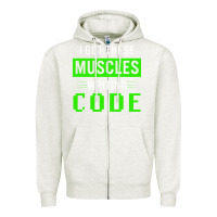 Oatmeal Heather funny programmer writing code muscles meme for computer geek Zipper Hoodie - linhVisuals