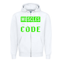 White funny programmer writing code muscles meme for computer geek Zipper Hoodie - linhVisuals