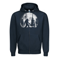 Navy bigfoot in the forest hiding at night full moon trees nature t shirt Zipper Hoodie - linhVisuals