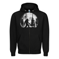 Black bigfoot in the forest hiding at night full moon trees nature t shirt Zipper Hoodie - linhVisuals