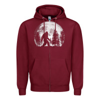Burgundy bigfoot in the forest hiding at night full moon trees nature t shirt Zipper Hoodie - linhVisuals