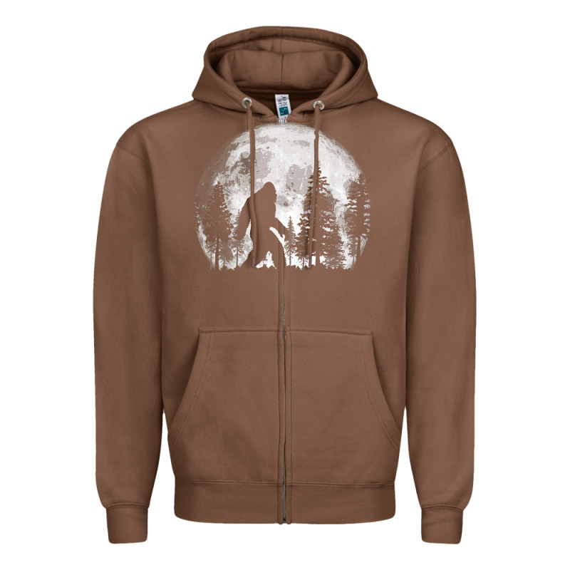 Bigfoot In The Forest Hiding At Night Full Moon Trees Nature T Shirt Zipper Hoodie by linhVisuals | Teevron