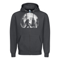 Smoke bigfoot in the forest hiding at night full moon trees nature t shirt Zipper Hoodie - linhVisuals