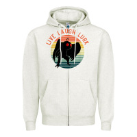 Oatmeal Heather mothman live laugh lurk Zipper Hoodie - linhVisuals