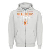 Dove Grey multiple sclerosis warrior autoimmune disease orange ribbon Zipper Hoodie - linhVisuals