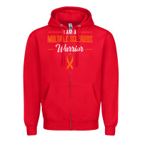 Red multiple sclerosis warrior autoimmune disease orange ribbon Zipper Hoodie - linhVisuals