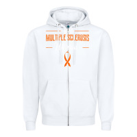 White multiple sclerosis warrior autoimmune disease orange ribbon Zipper Hoodie - linhVisuals