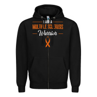Black multiple sclerosis warrior autoimmune disease orange ribbon Zipper Hoodie - linhVisuals