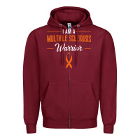 Burgundy multiple sclerosis warrior autoimmune disease orange ribbon Zipper Hoodie - linhVisuals