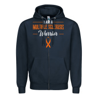 Navy multiple sclerosis warrior autoimmune disease orange ribbon Zipper Hoodie - linhVisuals