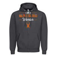 Smoke multiple sclerosis warrior autoimmune disease orange ribbon Zipper Hoodie - linhVisuals