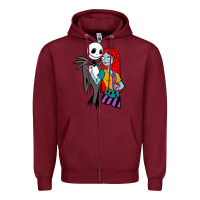 Burgundy jack  and sally Zipper Hoodie - linhVisuals