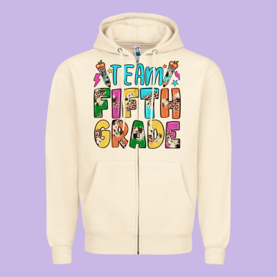 Team Fifth Grade Zipper Hoodie Designed By Jahusdesignshop