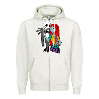 Oatmeal Heather jack  and sally Zipper Hoodie - linhVisuals
