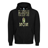 Black my favorite marine calls me mom Zipper Hoodie - linhVisuals