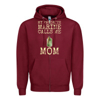 Burgundy my favorite marine calls me mom Zipper Hoodie - linhVisuals
