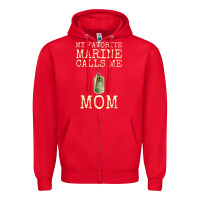 Red my favorite marine calls me mom Zipper Hoodie - linhVisuals