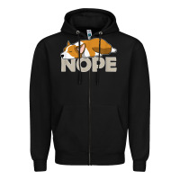 Black nope lazy corgi Zipper Hoodie - linhVisuals