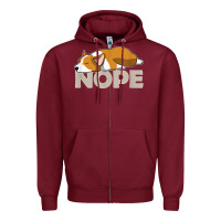 Burgundy nope lazy corgi Zipper Hoodie - linhVisuals