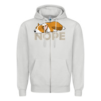 Dove Grey nope lazy corgi Zipper Hoodie - linhVisuals