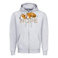 Heather Grey nope lazy corgi Zipper Hoodie - linhVisuals